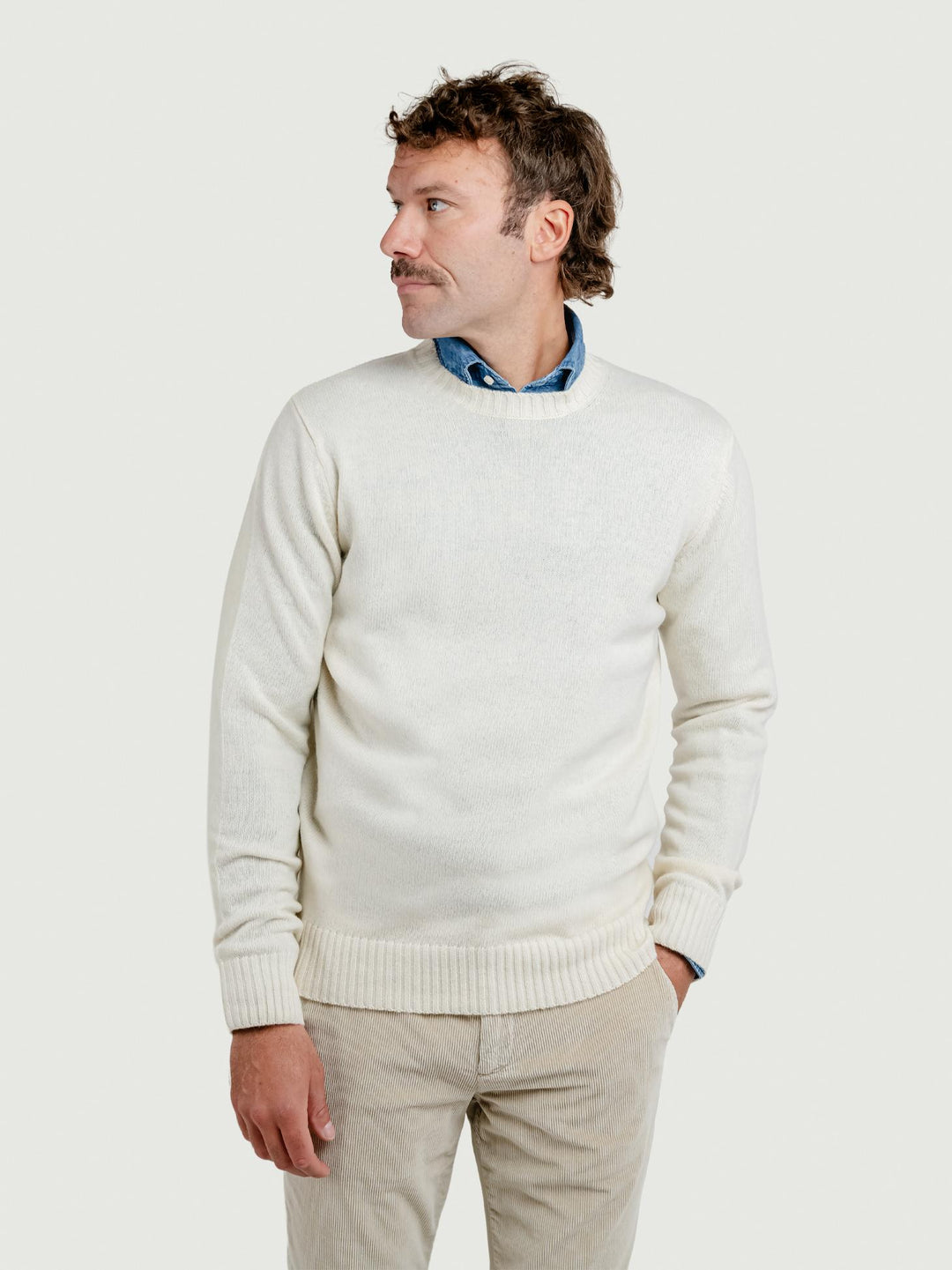 MAGLIONE GIROCOLLO IN LANA COLOR PANNA