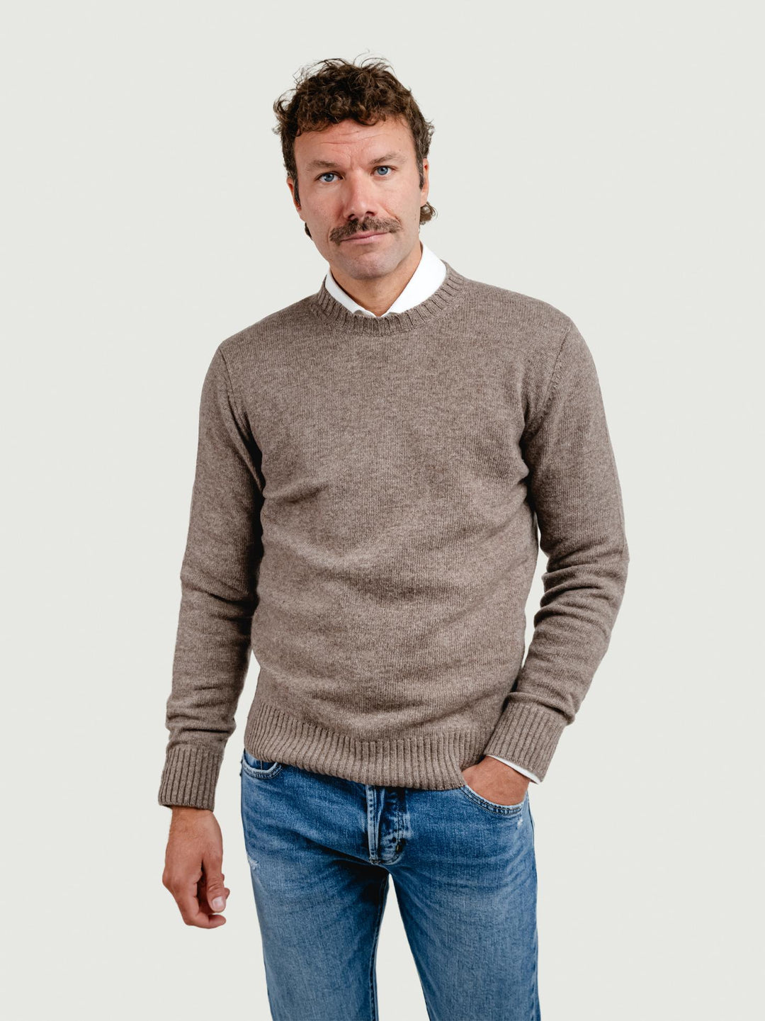 MAGLIONE GIROCOLLO IN LANA TORTORA