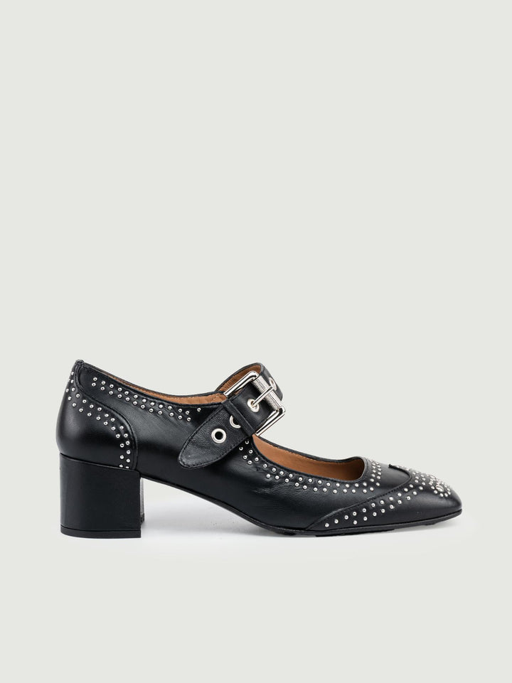 MARY JANE IN PELLE NERA CON BORCHIETTE