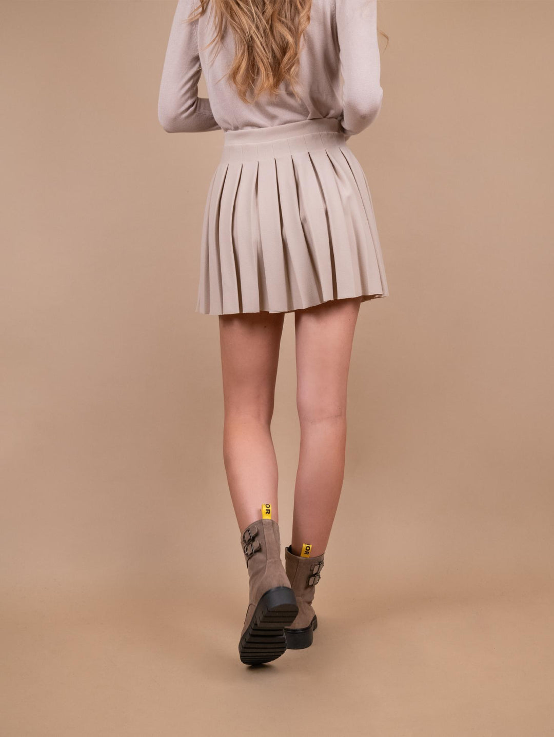 MINIGONNA PLISSETTATA BEIGE