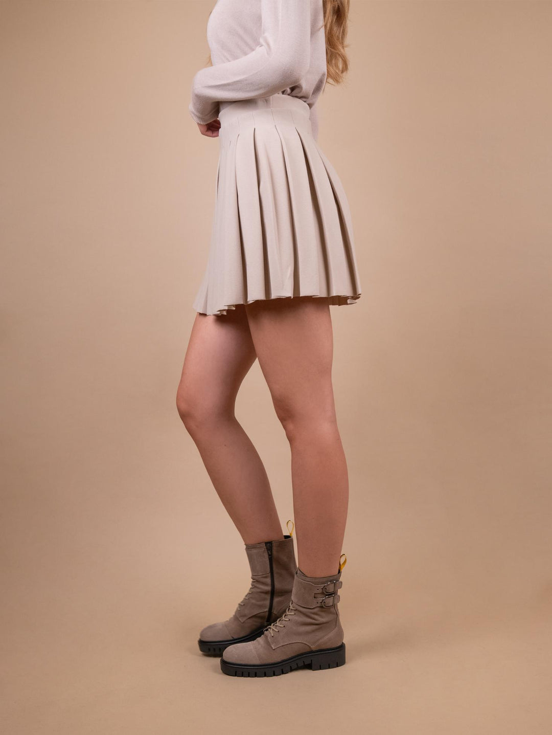 MINIGONNA PLISSETTATA BEIGE
