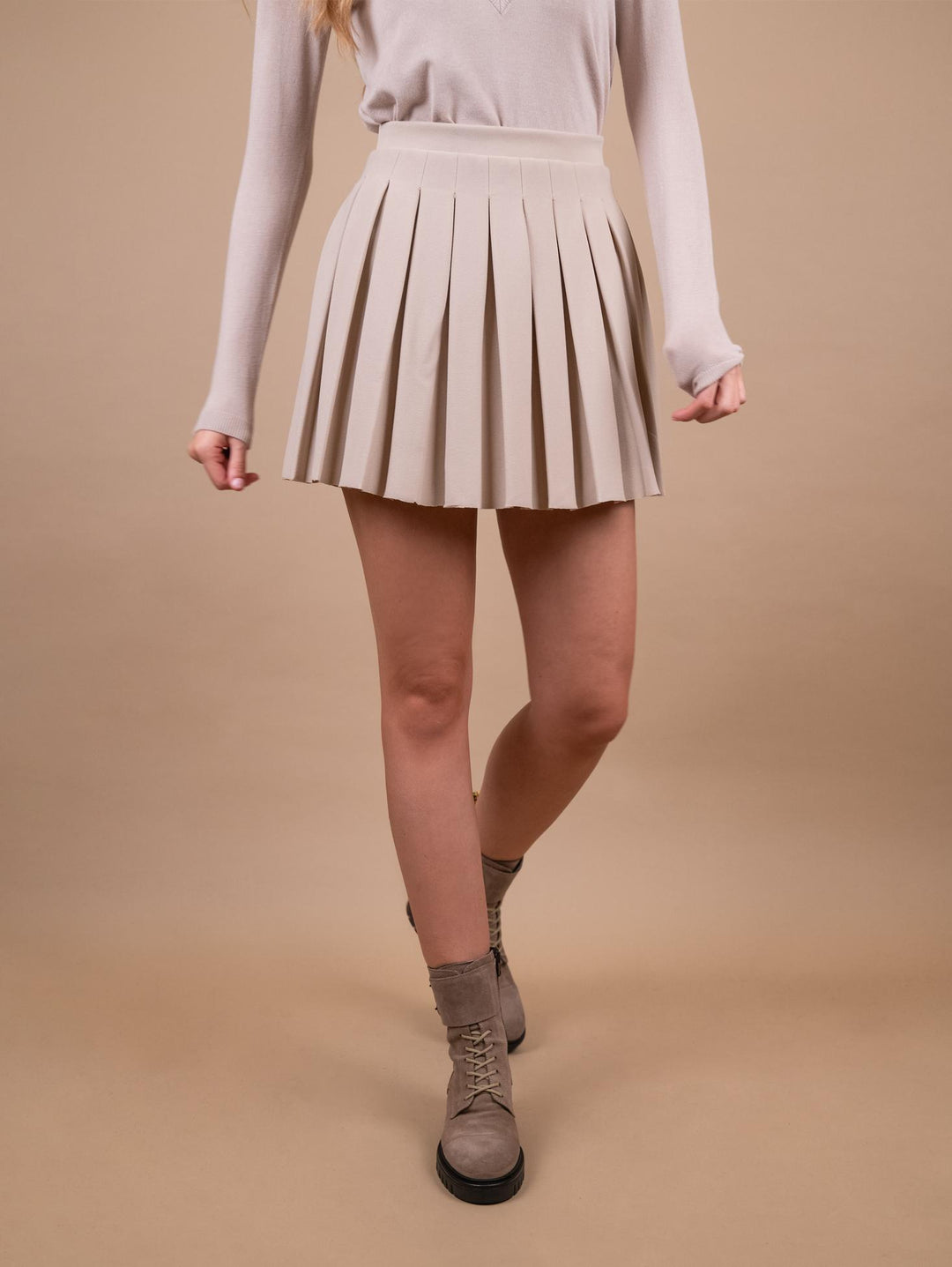 MINIGONNA PLISSETTATA BEIGE