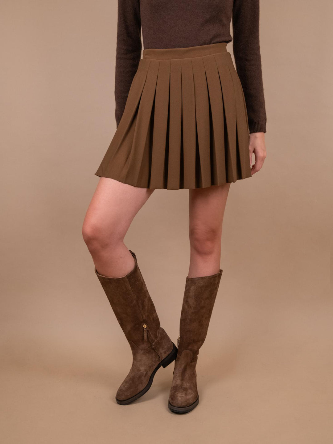 MINIGONNA PLISSETTATA MARRONE