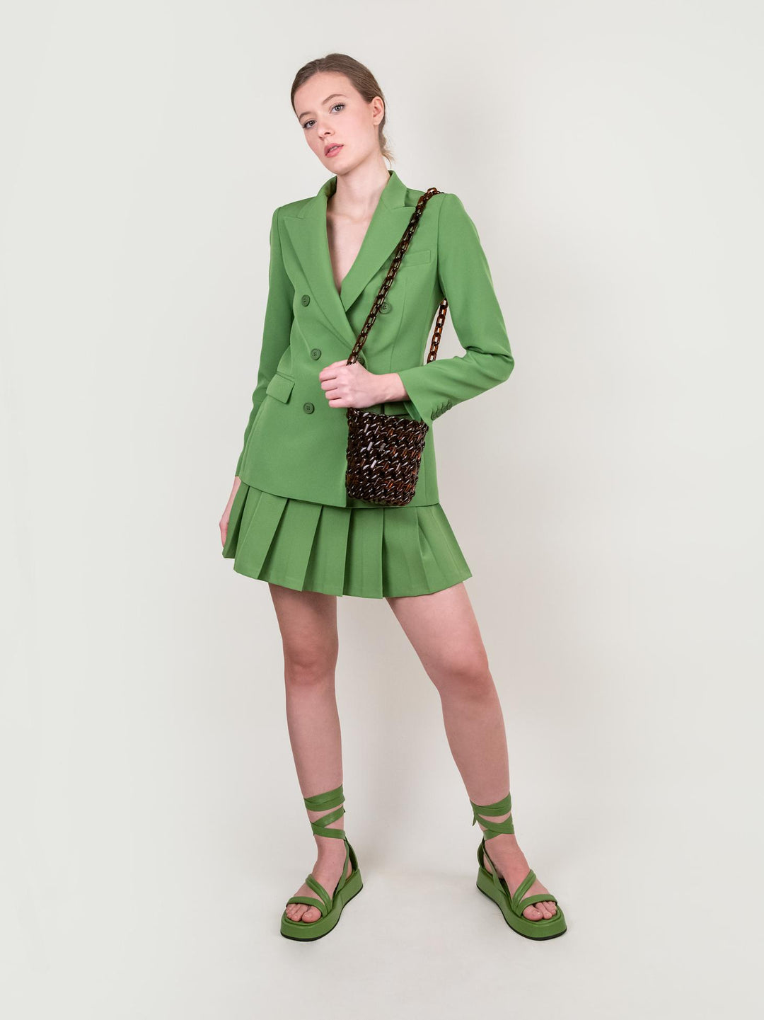MINI GONNA A PIEGHE VERDE PRATO