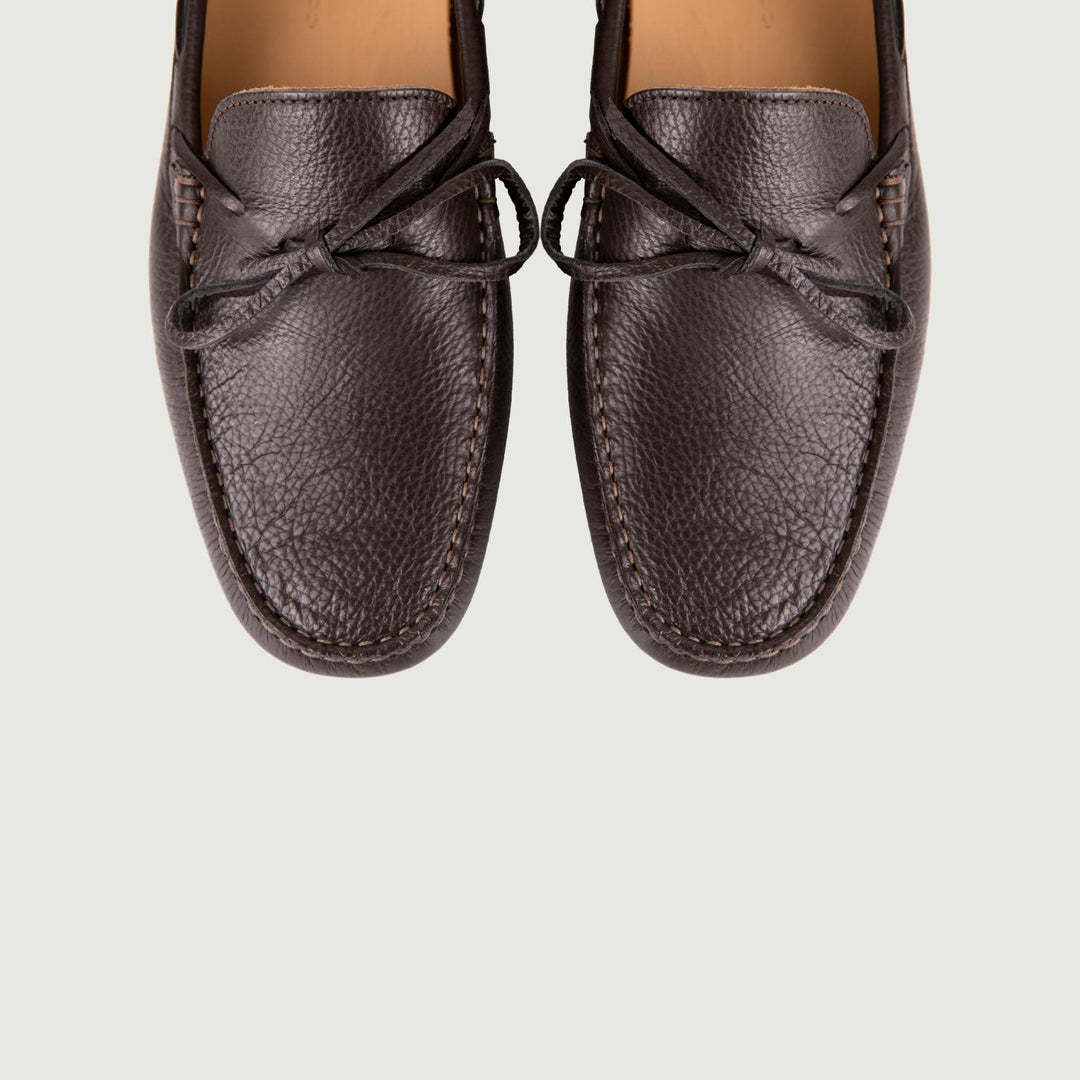 MOCASSINO CON GOMMINI IN PELLE MARRONE