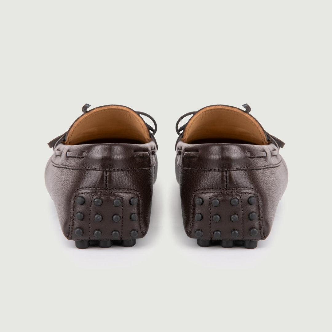 MOCASSINO CON GOMMINI IN PELLE MARRONE