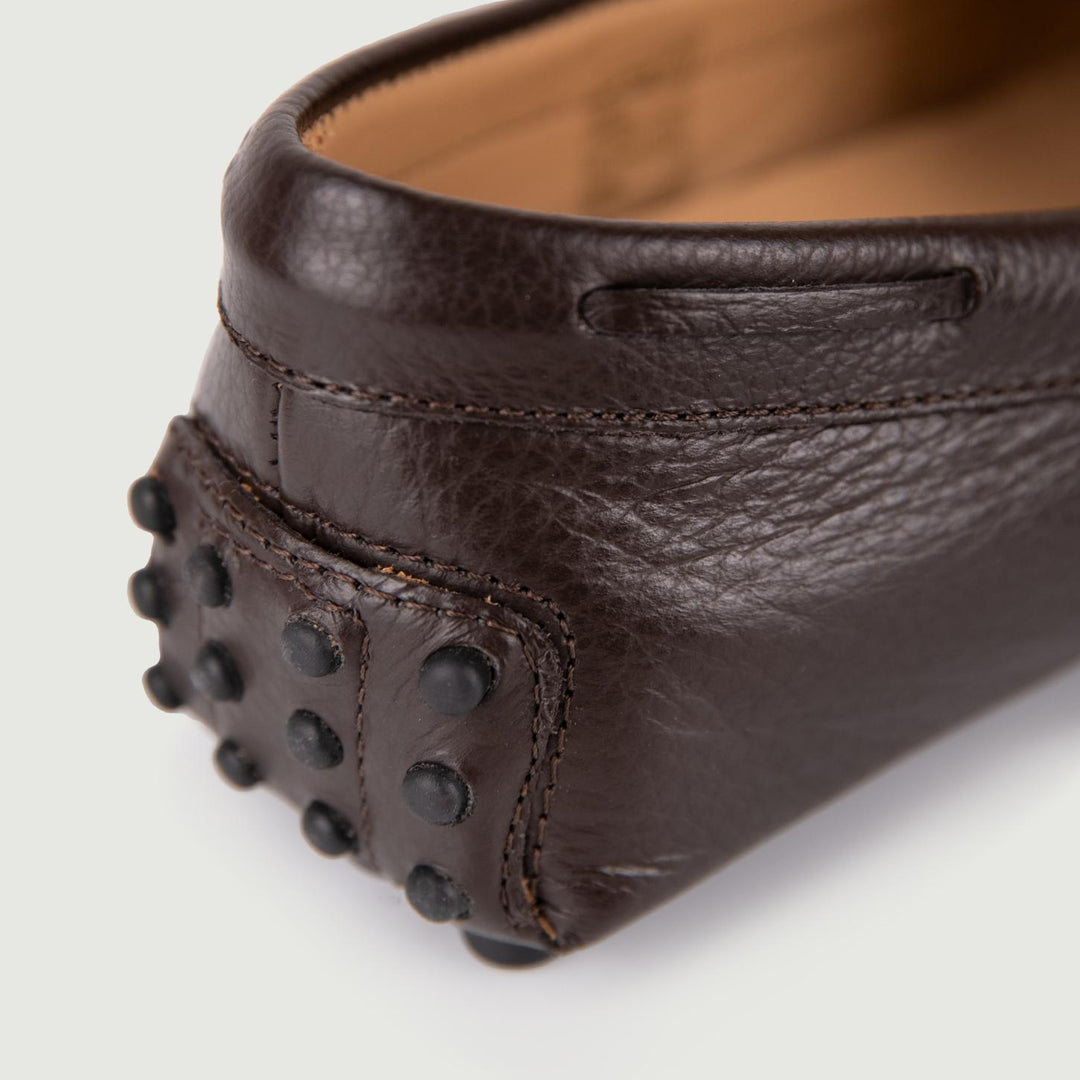 MOCASSINO CON GOMMINI IN PELLE MARRONE