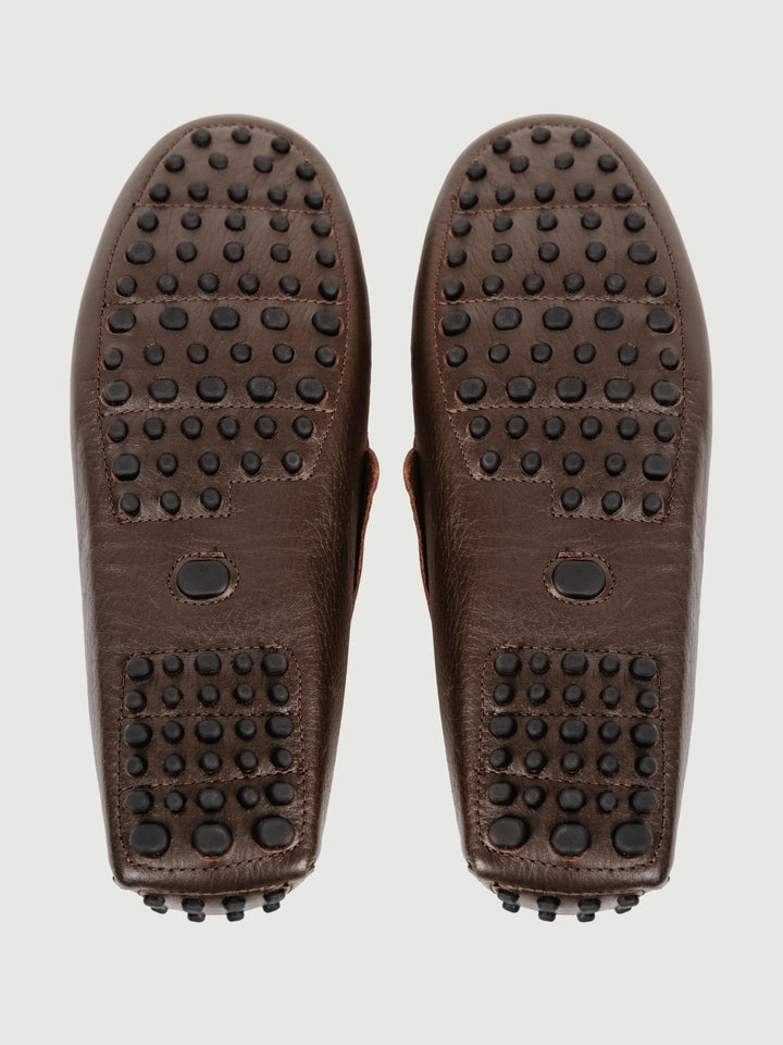 MOCASSINO CON GOMMINI IN TESTA MORO