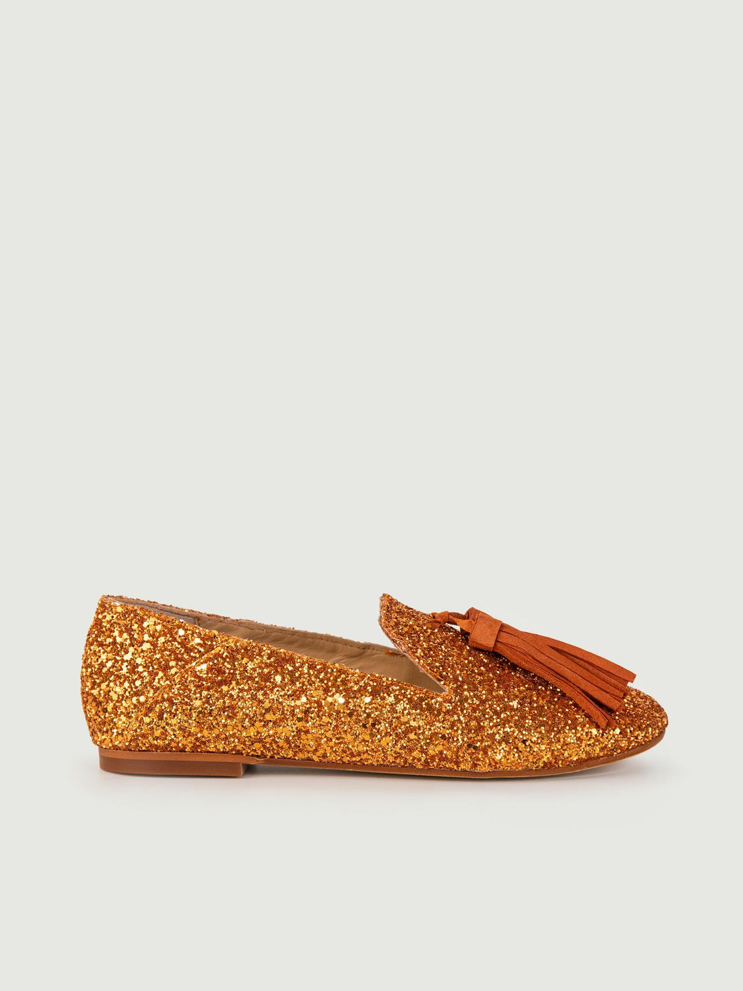 MOCASSINO GLITTER ARANCIO CON MAXI NAPPINA