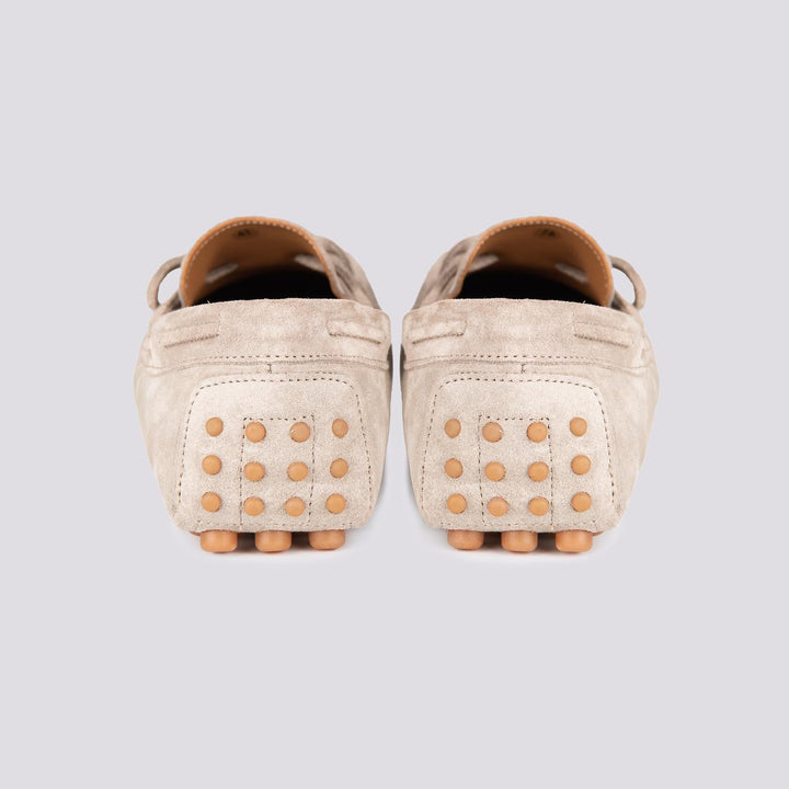 MOCASSINO IN CAMOSCIO BEIGE CON GOMMINI