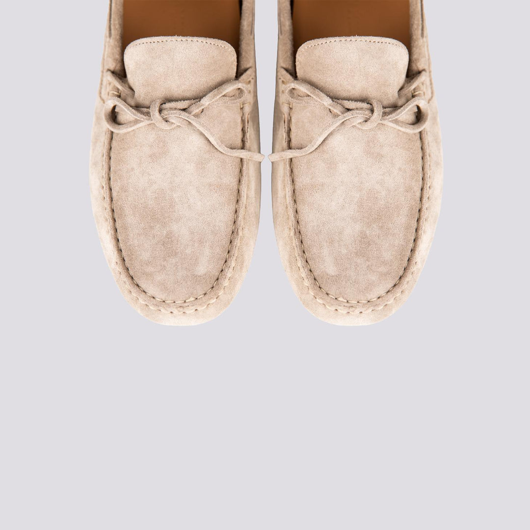 MOCASSINO IN CAMOSCIO BEIGE CON GOMMINI