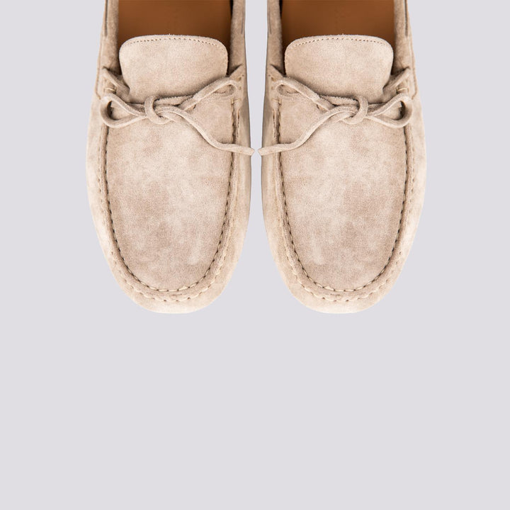 MOCASSINO IN CAMOSCIO BEIGE CON GOMMINI