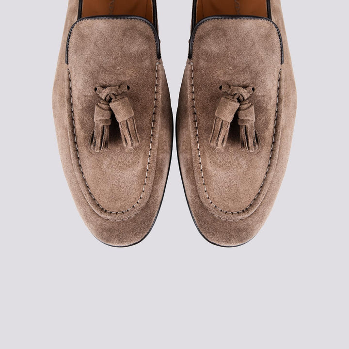 MOCASSINO IN CAMOSCIO BEIGE CON NAPPINE