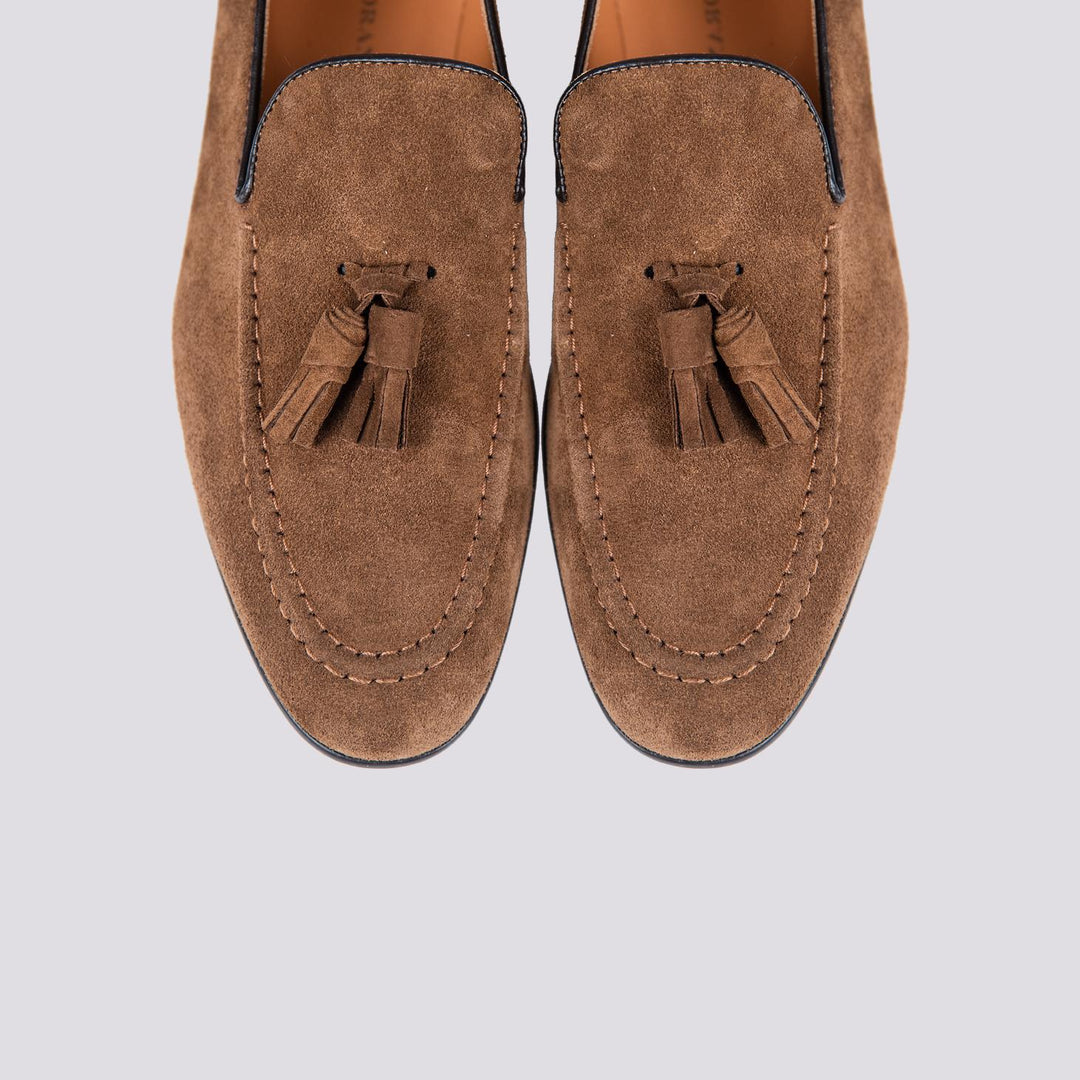 MOCASSINO IN CAMOSCIO COGNAC CON NAPPINE