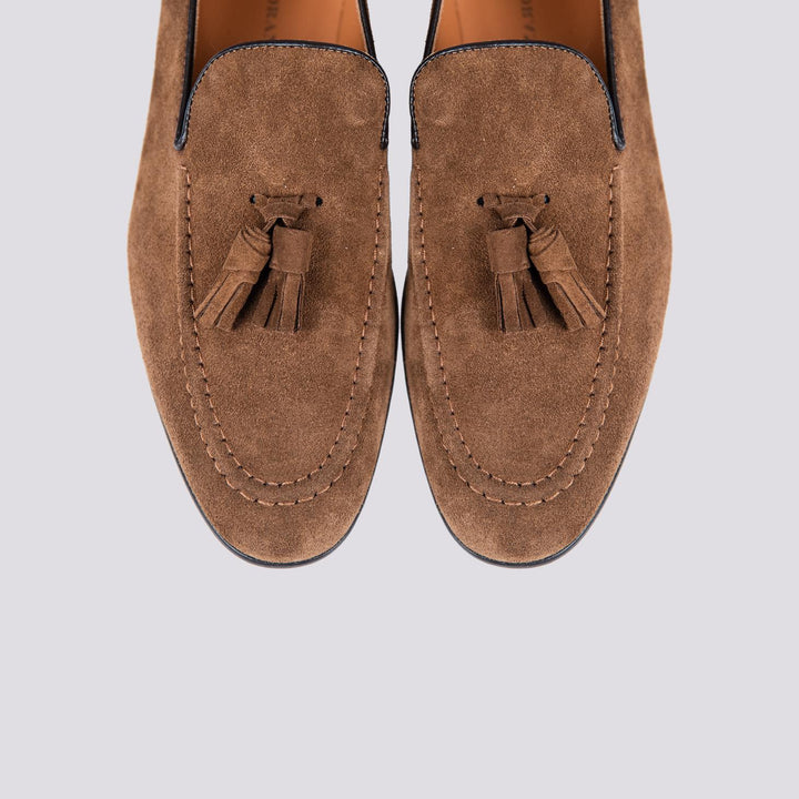 MOCASSINO IN CAMOSCIO COGNAC CON NAPPINE