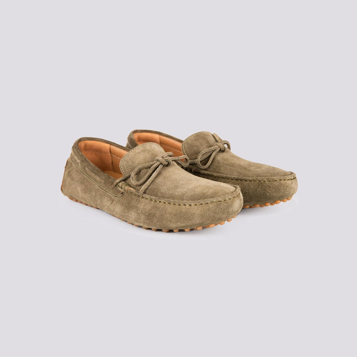 MOCASSINO IN CAMOSCIO VERDE CON GOMMINI