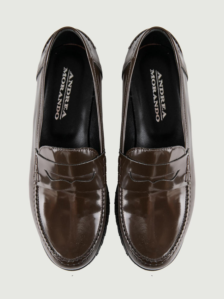 MOCASSINO IN PELLE SPAZZOLATA TESTA MORO