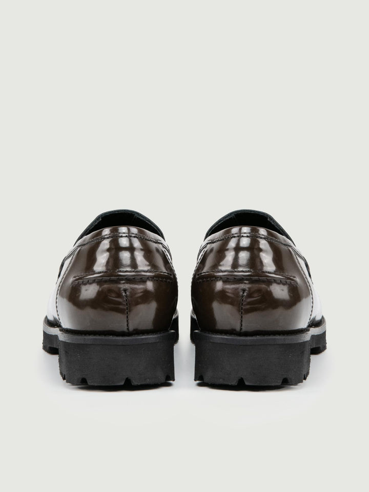 MOCASSINO IN PELLE SPAZZOLATA TESTA MORO