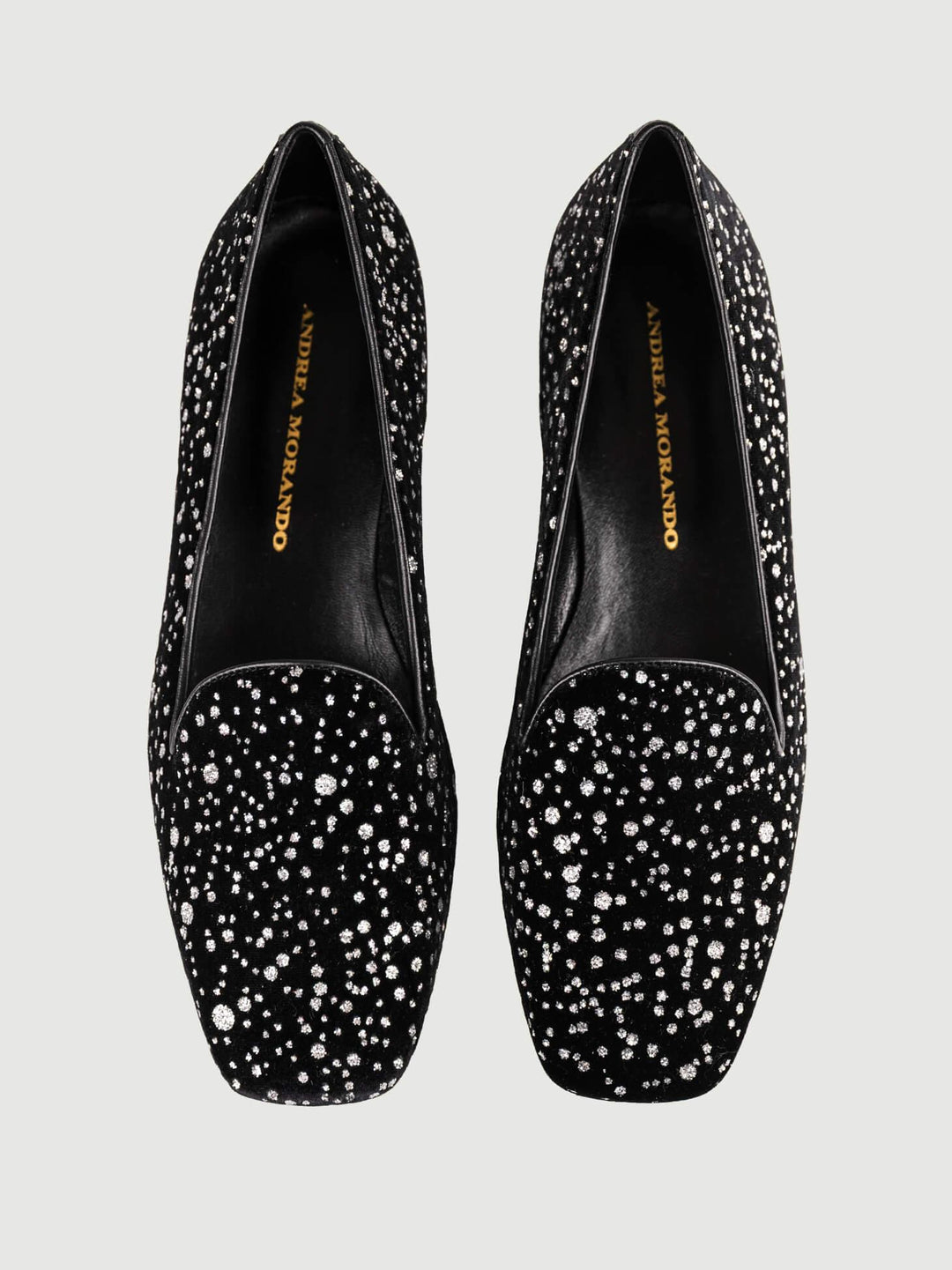 MOCASSINO IN VELLUTO NERO CON GLITTER