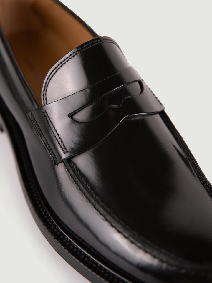 MOCASSINO PENNY IN PELLE SPAZZOLATA NERA