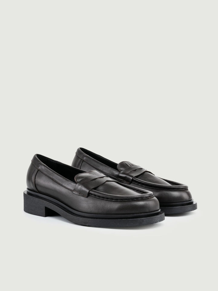 MOCASSINO PENNY IN PELLE TESTA MORO