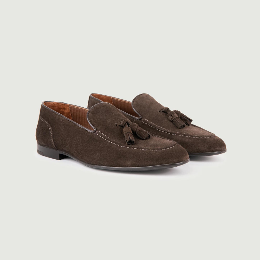 MOCASSINO SCAMOSCIATO CON NAPPINE MARRONE