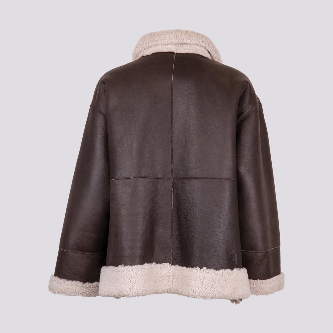 MONTONE  IN PELLE REVERSIBILE MARRONE
