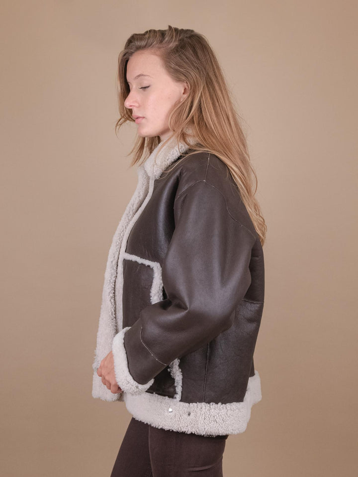 MONTONE  IN PELLE REVERSIBILE MARRONE