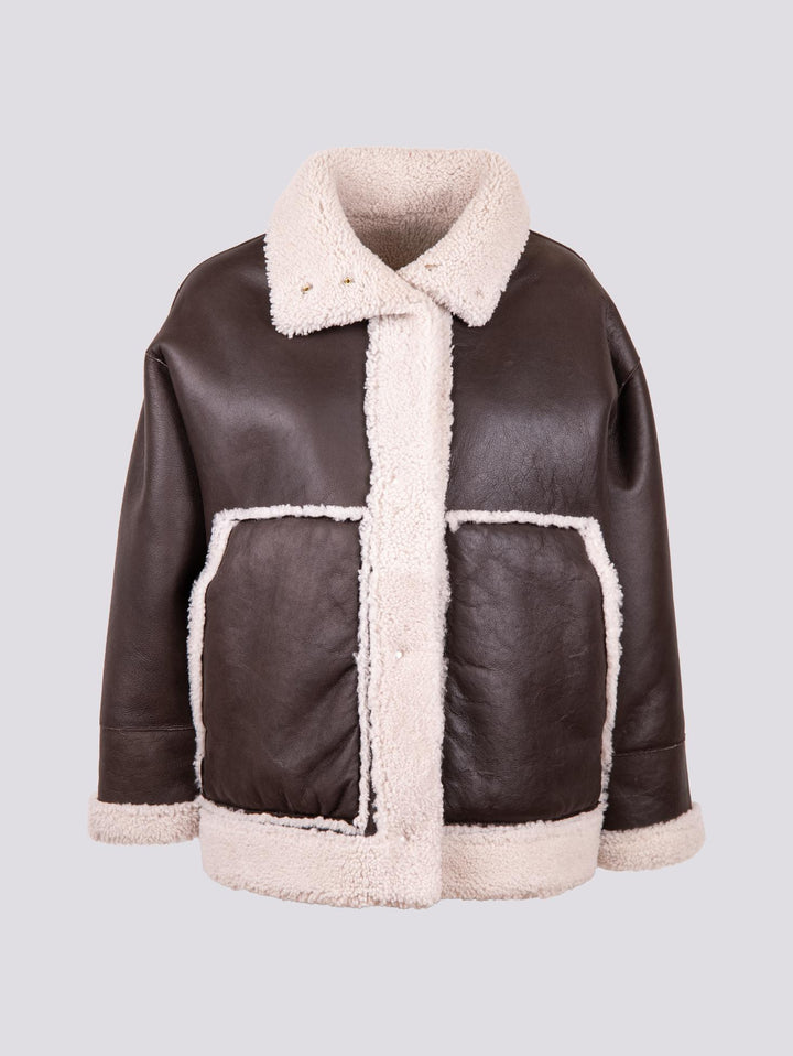 MONTONE  IN PELLE REVERSIBILE MARRONE