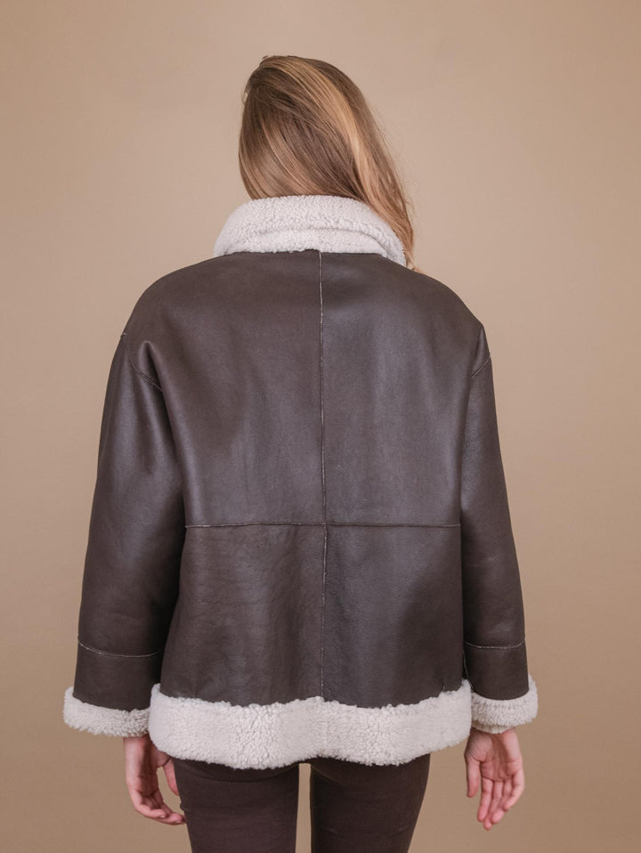 MONTONE  IN PELLE REVERSIBILE MARRONE