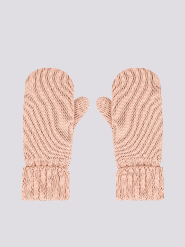 MUFFOLE IN MAGLIA CON FODERA IN PILE ROSA