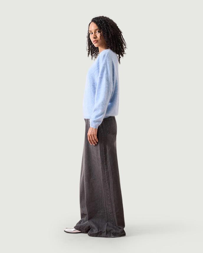 Maglia SOELI IN cashmere garzato AZZURRO