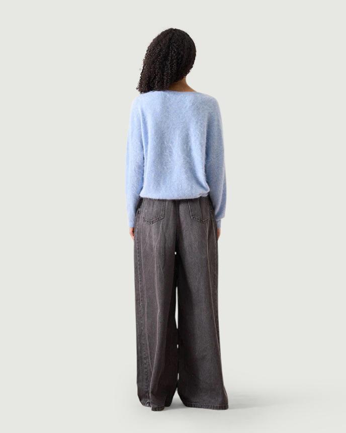 Maglia SOELI IN cashmere garzato AZZURRO