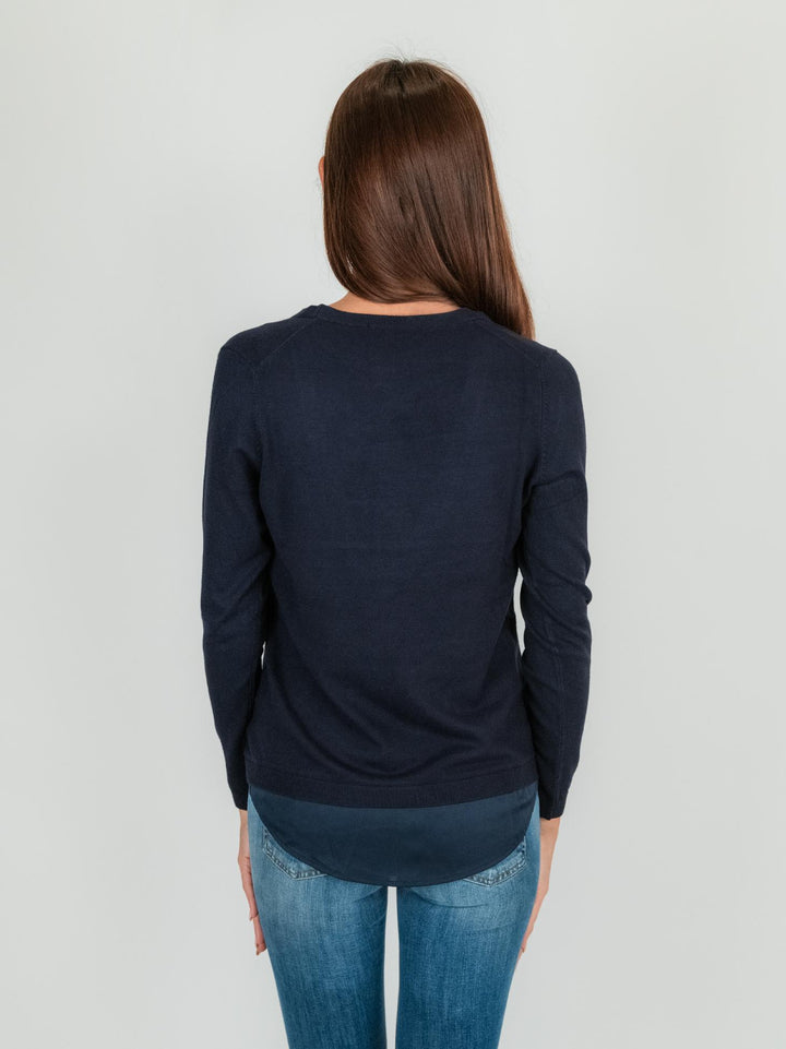 Maglia camicia tono su tono blu