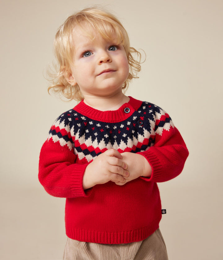 Maglione in maglia rosso con lana
