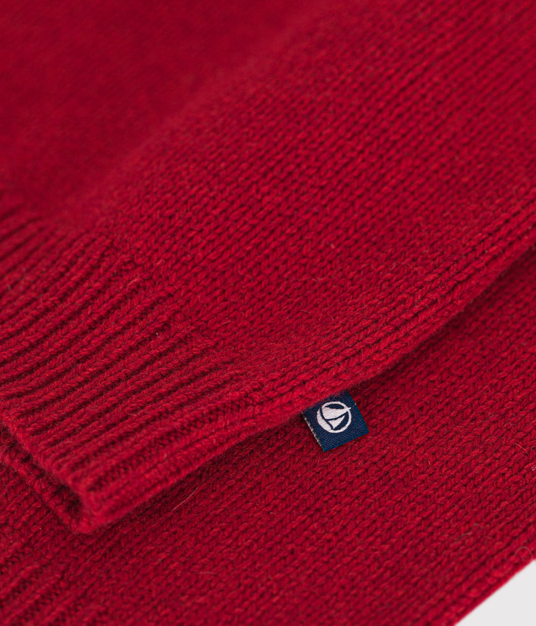 Maglione jacquard rosso con stampa in lana e cotone