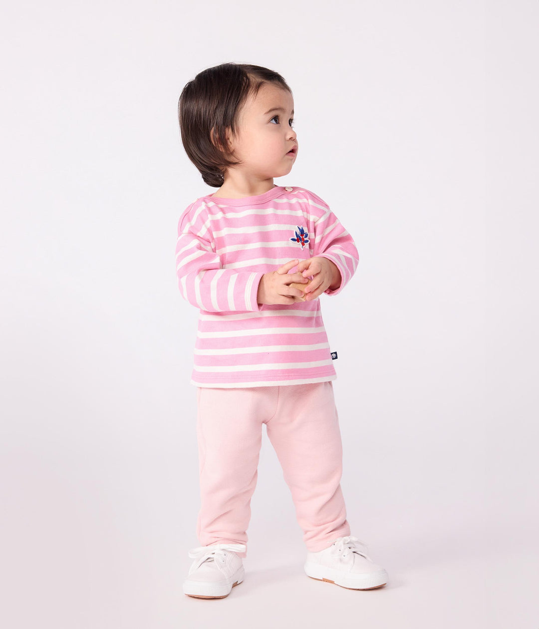 Marinière in cotone rosa bebé