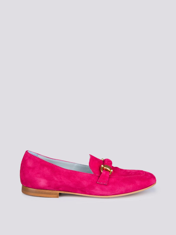 Mocassino in camoscio fucsia