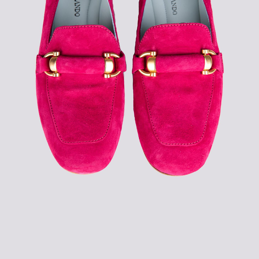 Mocassino in camoscio fucsia