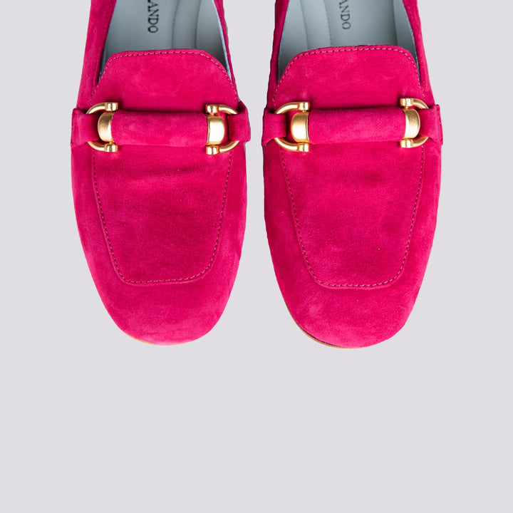 Mocassino in camoscio fucsia