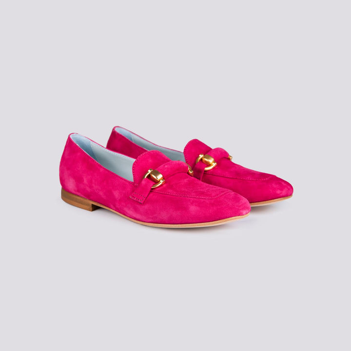 Mocassino in camoscio fucsia