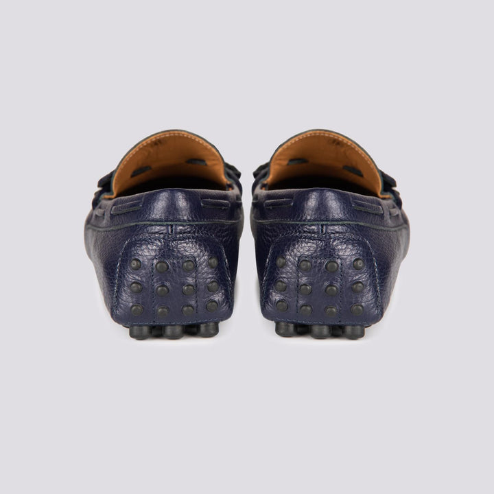 Mocassino in pelle blu notte con gommini