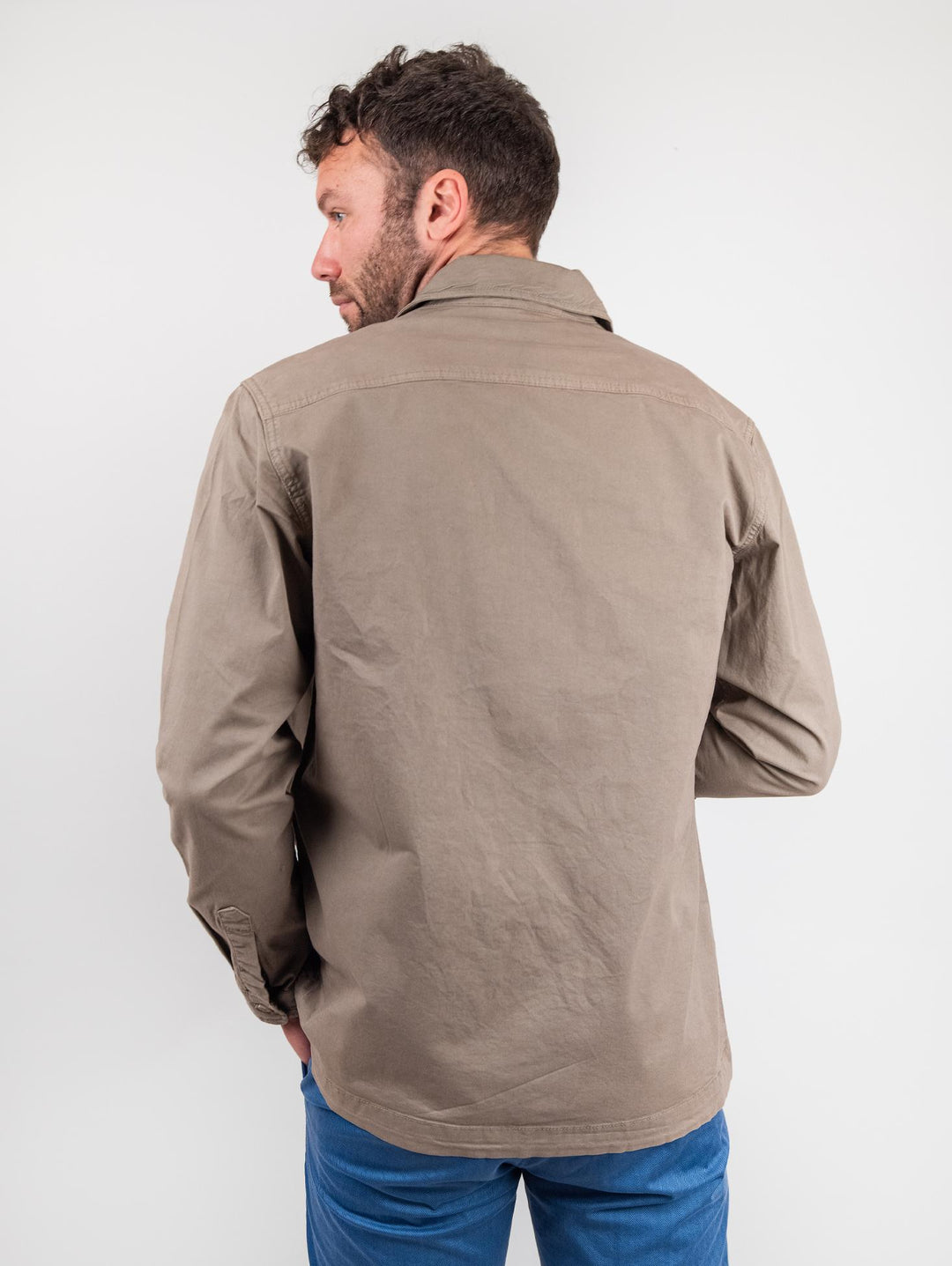 Over Shirt in cotone tortora