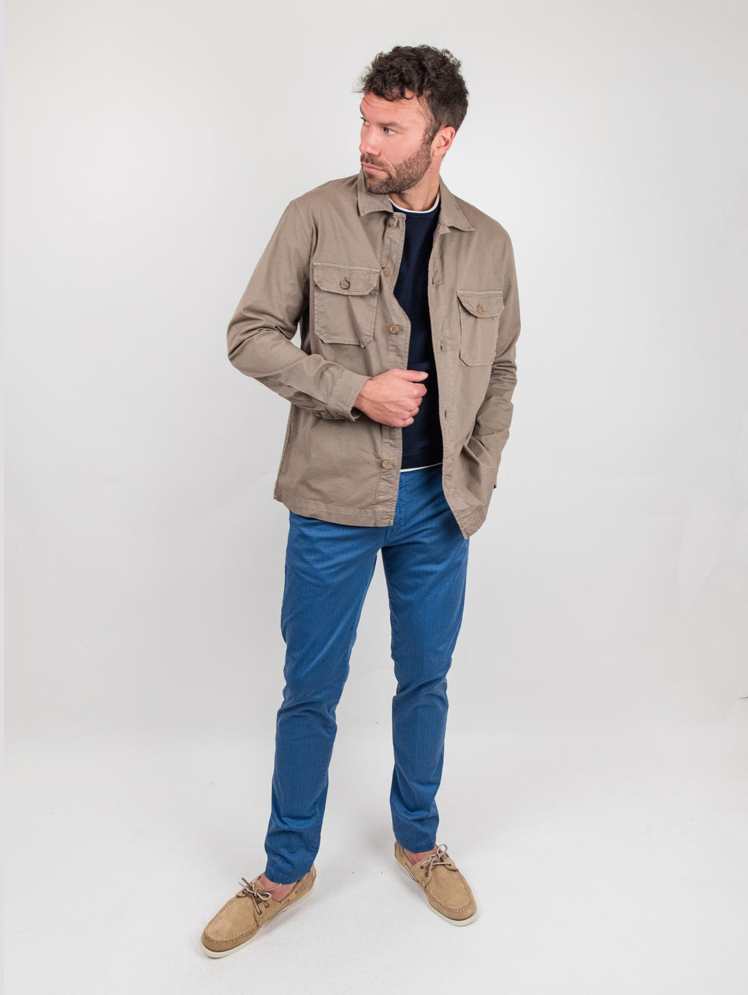 Over Shirt in cotone tortora