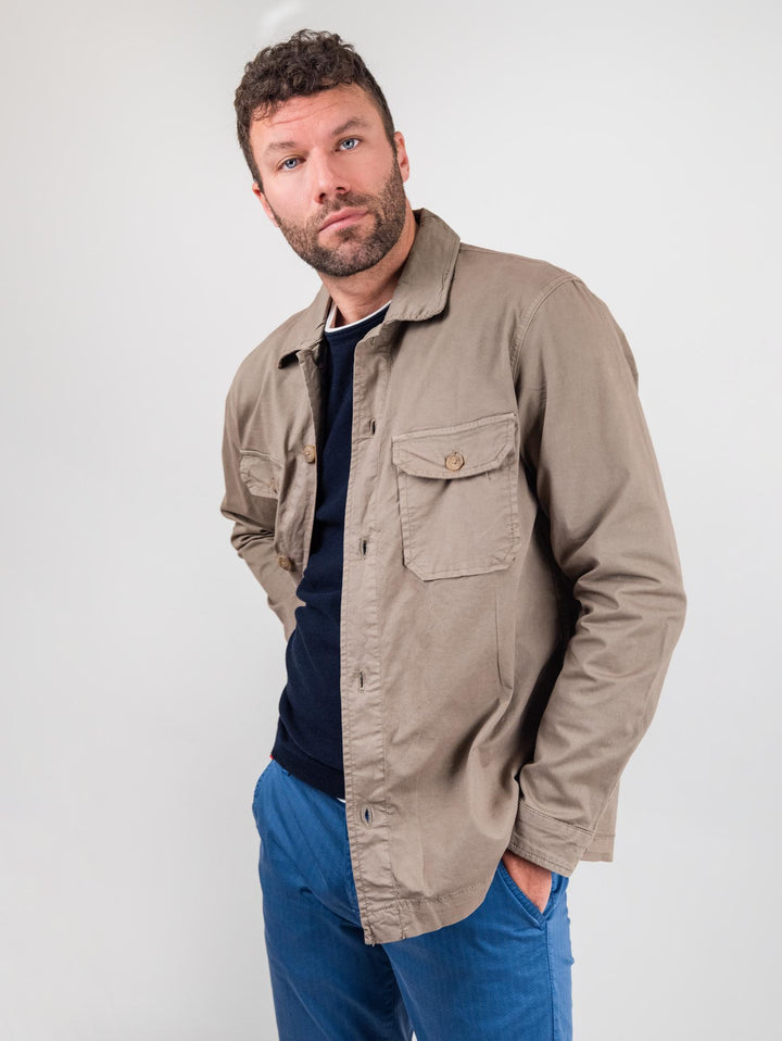 Over Shirt in cotone tortora