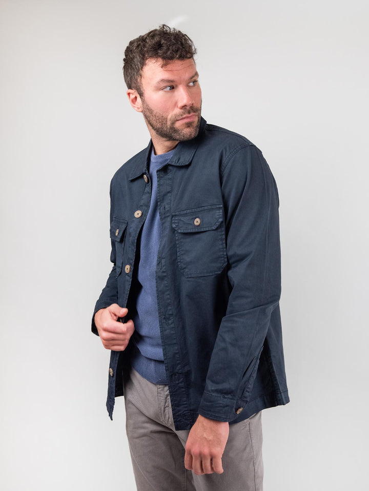 Over shirt  in cotone blu navy