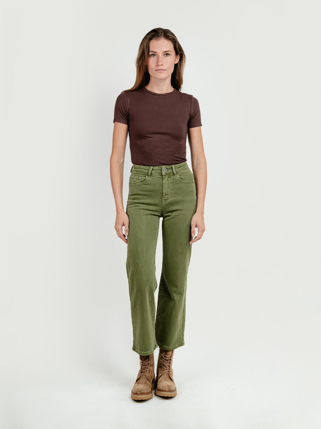 PANTALONE 5 TASCHE A PALAZZO VERDE SALVIA