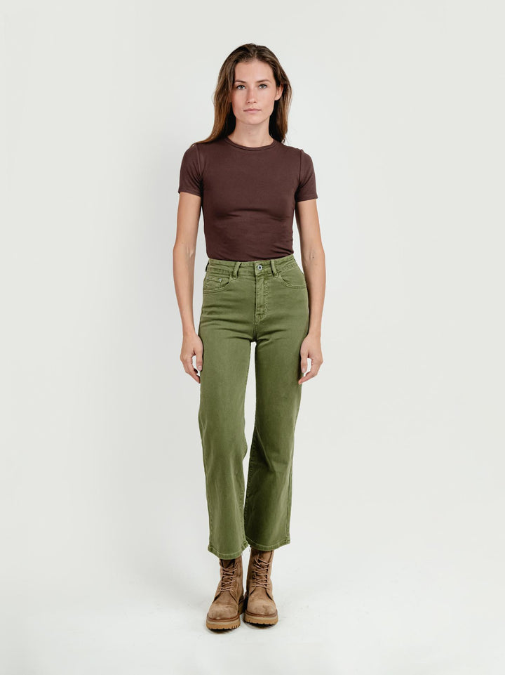 PANTALONE 5 TASCHE A PALAZZO VERDE SALVIA