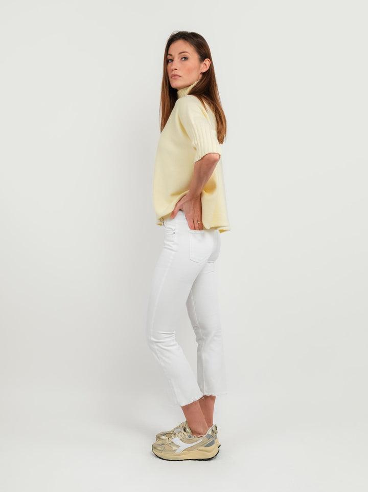 PANTALONE 5 TASCHE SFRANGIATO BIANCO