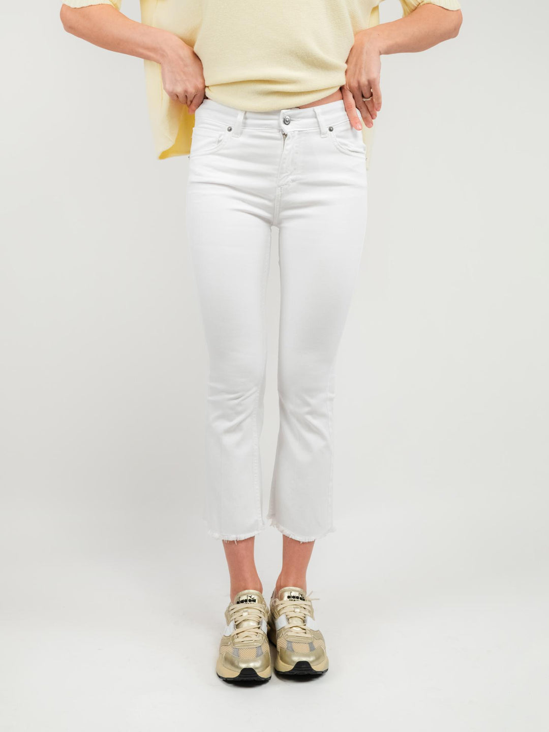 PANTALONE 5 TASCHE SFRANGIATO BIANCO